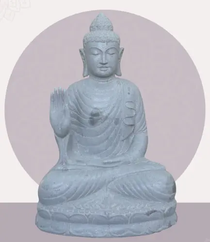Product image of the product “Seated Buddha made of Riverstone in Abhaya Position - gesture of fearlessness, H. 83cm. ”